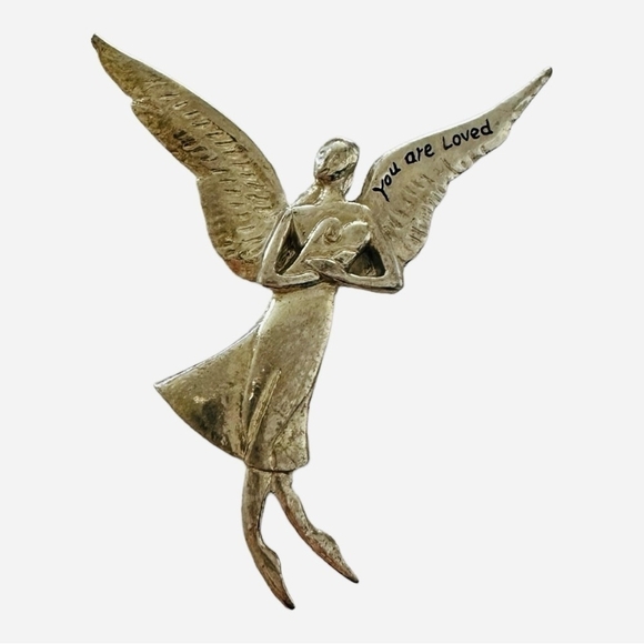 Rare Vintage Seasons Cannon Fall Serenity Angel Ornament You’re Loved Pin Brooch - Picture 3 of 6